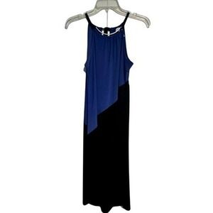 White House Black Market Layered Maxi Dress Built In Metal Necklace Collar XS
